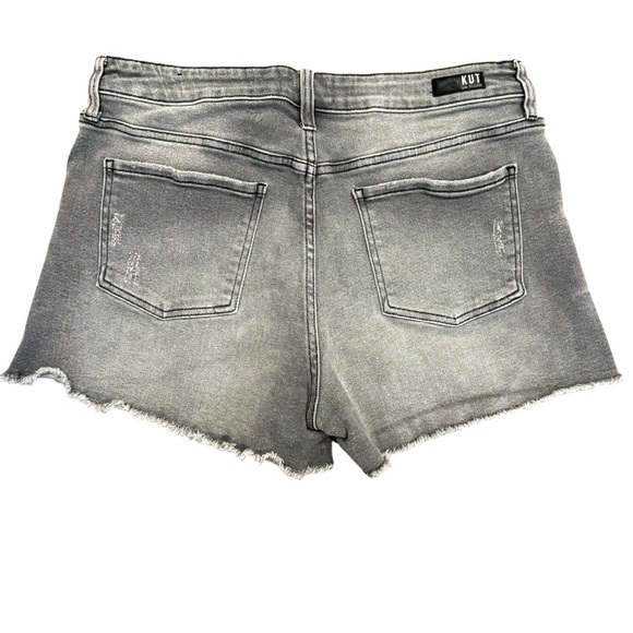 Kut from the Kloth Jane High Rise Gray Wash Jean Shorts Frayed Distressed 12 - Picture 2 of 8